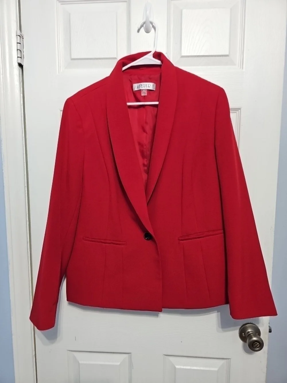 Kasper Red Shawl Collar Blazer Jacket Size 16
